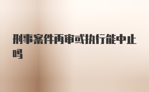 刑事案件再审或执行能中止吗