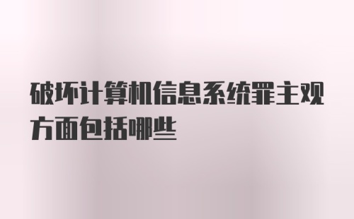 破坏计算机信息系统罪主观方面包括哪些