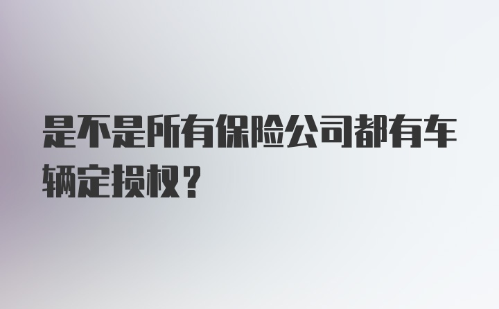 是不是所有保险公司都有车辆定损权？