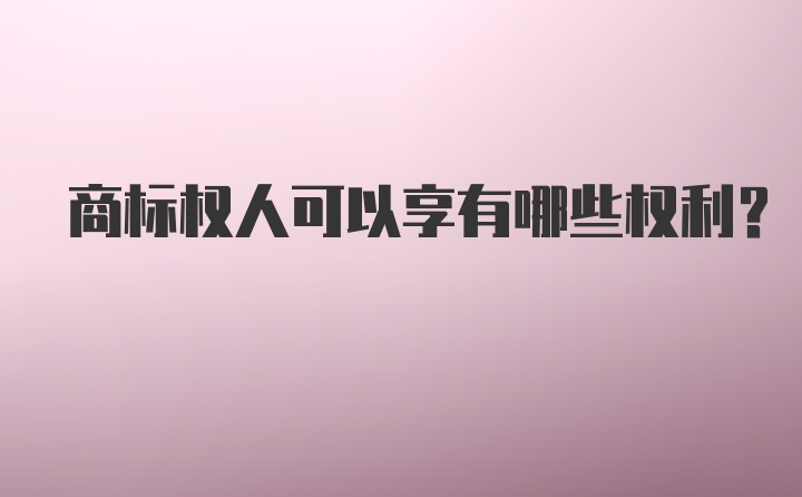 商标权人可以享有哪些权利？