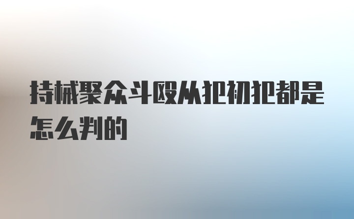 持械聚众斗殴从犯初犯都是怎么判的