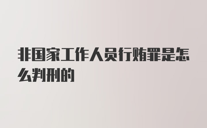 非国家工作人员行贿罪是怎么判刑的