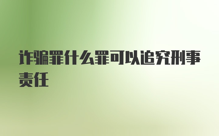 诈骗罪什么罪可以追究刑事责任