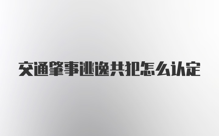 交通肇事逃逸共犯怎么认定