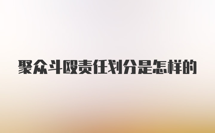 聚众斗殴责任划分是怎样的