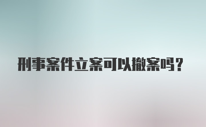 刑事案件立案可以撤案吗?