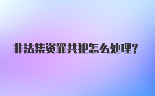 非法集资罪共犯怎么处理？