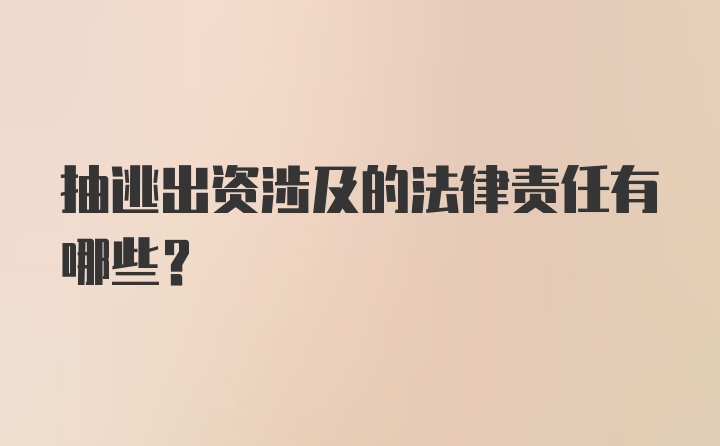 抽逃出资涉及的法律责任有哪些？