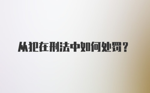 从犯在刑法中如何处罚?