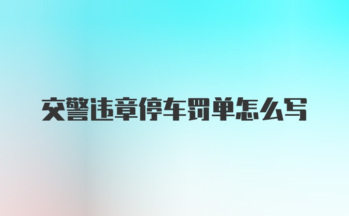 交警违章停车罚单怎么写