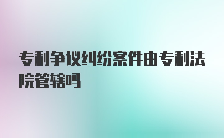 专利争议纠纷案件由专利法院管辖吗