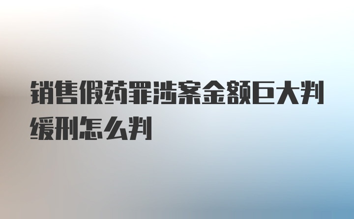 销售假药罪涉案金额巨大判缓刑怎么判