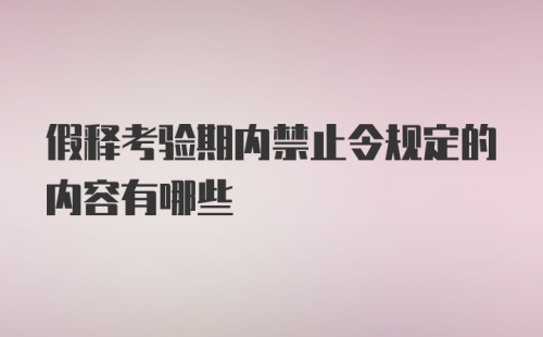 假释考验期内禁止令规定的内容有哪些