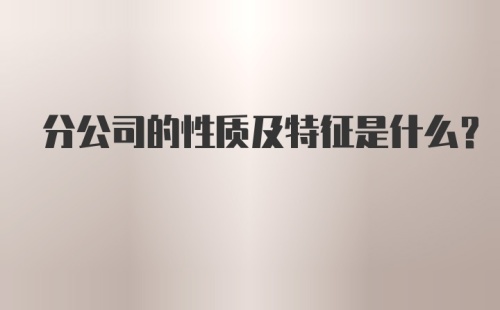 分公司的性质及特征是什么？