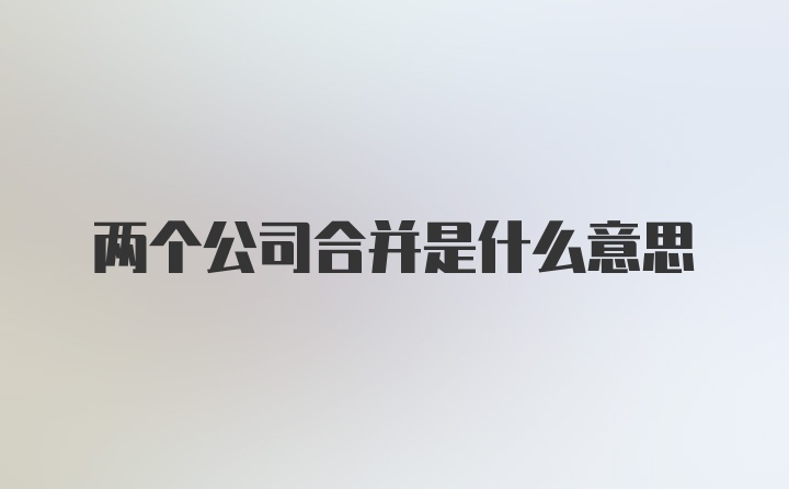 两个公司合并是什么意思