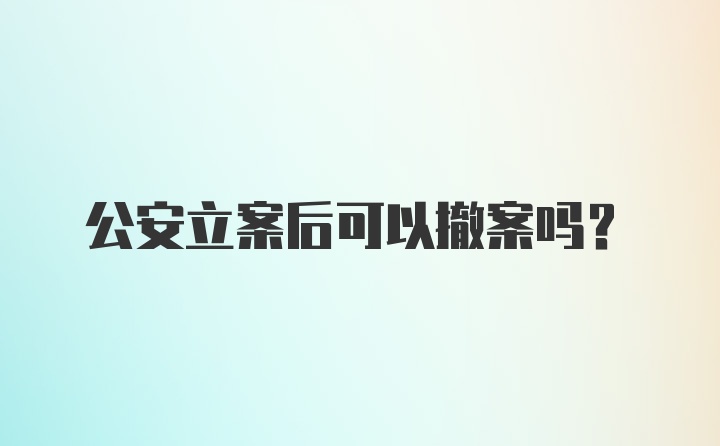 公安立案后可以撤案吗？