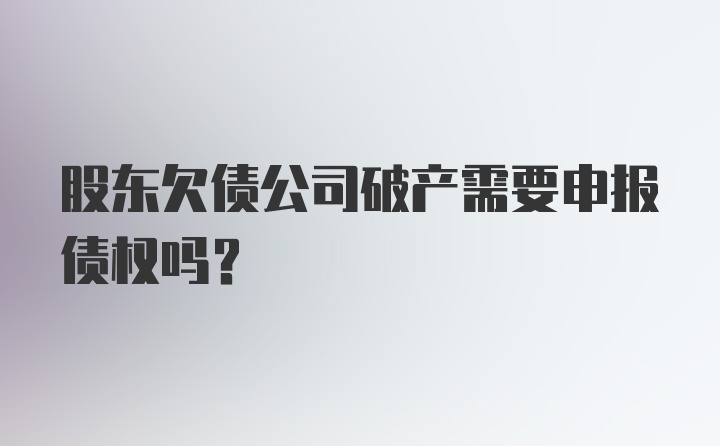 股东欠债公司破产需要申报债权吗？