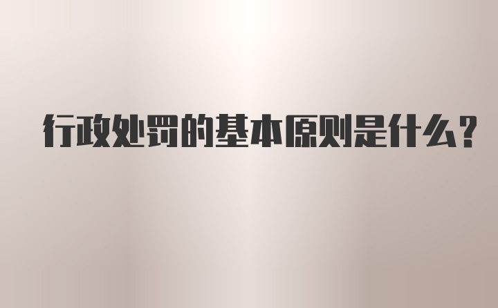 行政处罚的基本原则是什么?