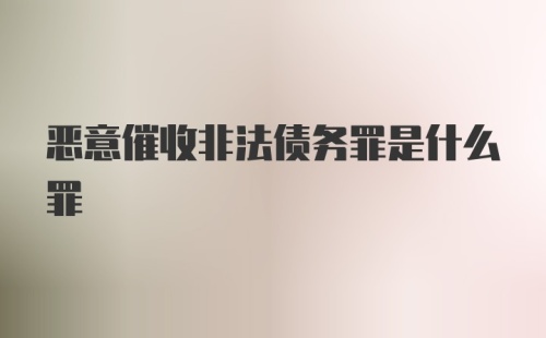 恶意催收非法债务罪是什么罪