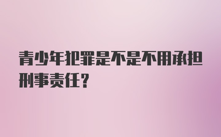 青少年犯罪是不是不用承担刑事责任?