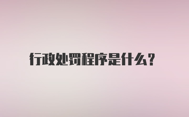 行政处罚程序是什么？