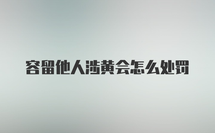 容留他人涉黄会怎么处罚