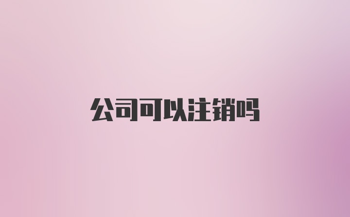 公司可以注销吗