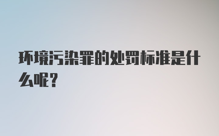 环境污染罪的处罚标准是什么呢？