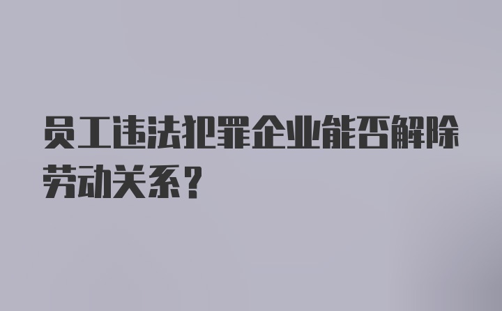 员工违法犯罪企业能否解除劳动关系?