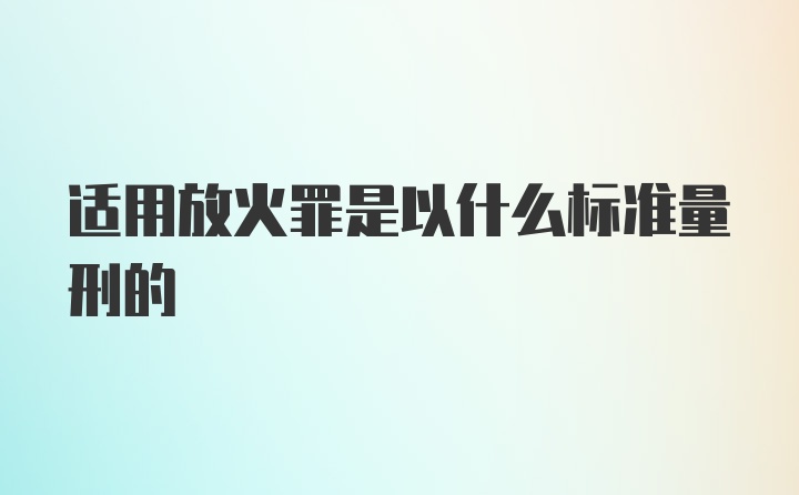 适用放火罪是以什么标准量刑的