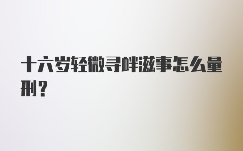 十六岁轻微寻衅滋事怎么量刑？