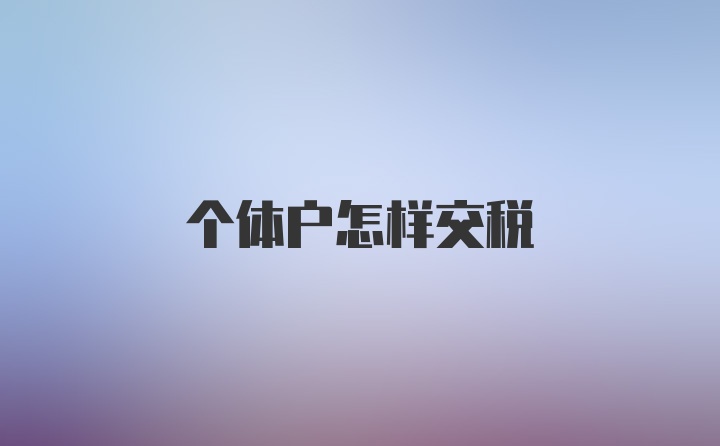 个体户怎样交税