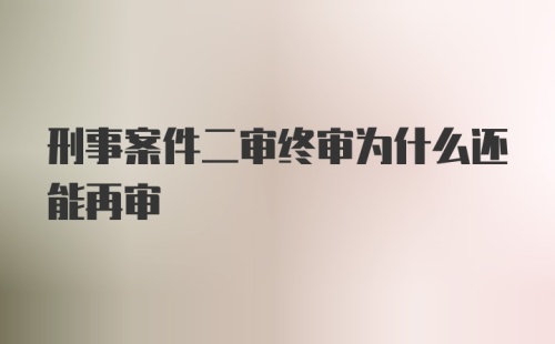 刑事案件二审终审为什么还能再审