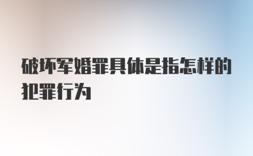 破坏军婚罪具体是指怎样的犯罪行为