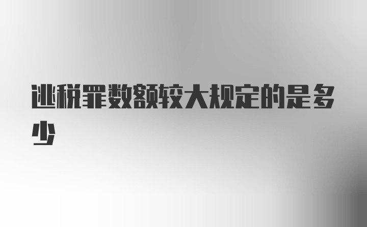 逃税罪数额较大规定的是多少