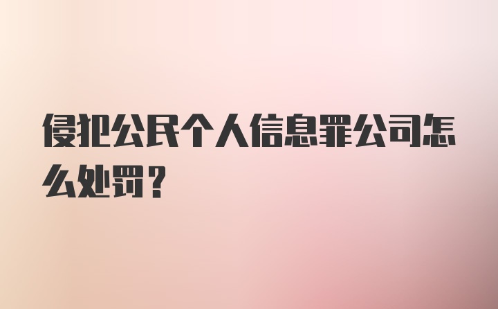 侵犯公民个人信息罪公司怎么处罚？