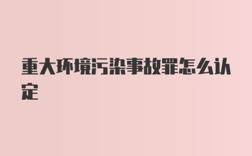 重大环境污染事故罪怎么认定