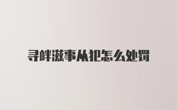 寻衅滋事从犯怎么处罚