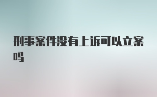 刑事案件没有上诉可以立案吗