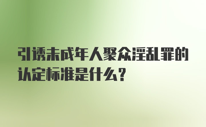 引诱未成年人聚众淫乱罪的认定标准是什么？