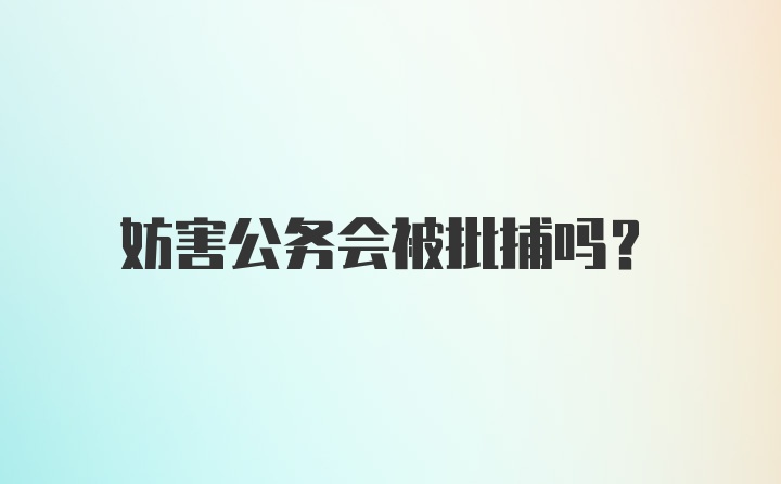 妨害公务会被批捕吗?