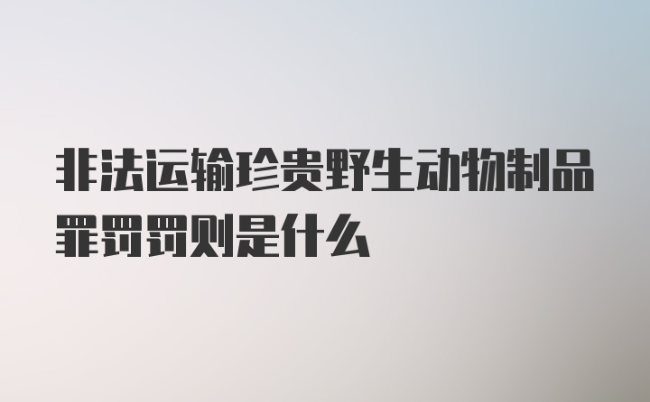 非法运输珍贵野生动物制品罪罚罚则是什么