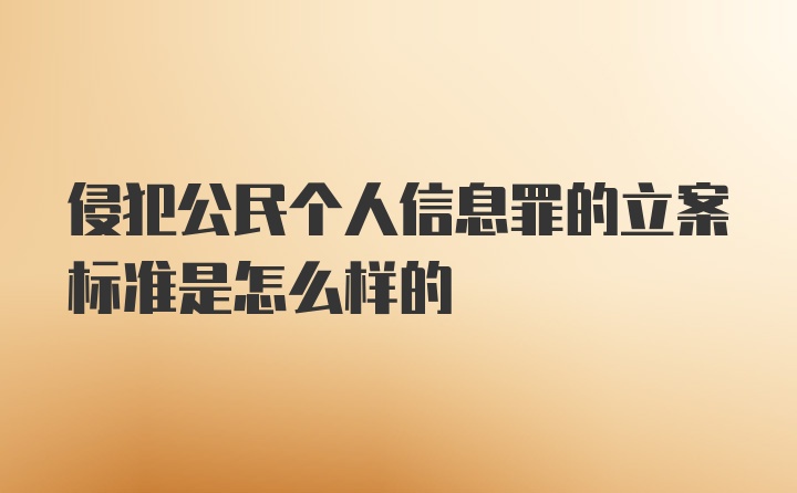 侵犯公民个人信息罪的立案标准是怎么样的