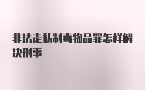 非法走私制毒物品罪怎样解决刑事