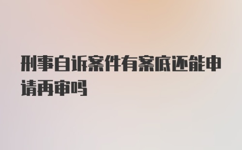 刑事自诉案件有案底还能申请再审吗