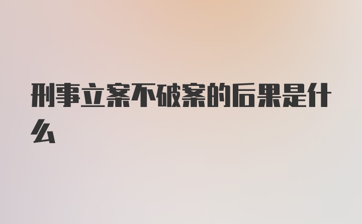 刑事立案不破案的后果是什么