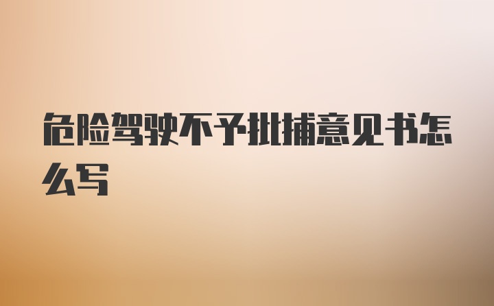 危险驾驶不予批捕意见书怎么写