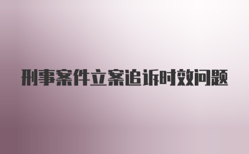 刑事案件立案追诉时效问题