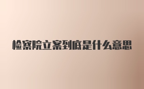 检察院立案到底是什么意思