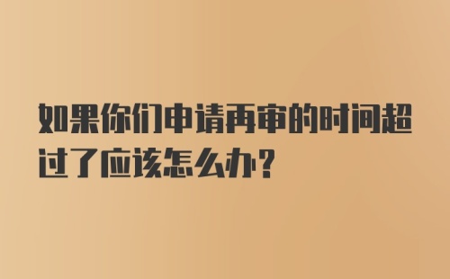 如果你们申请再审的时间超过了应该怎么办？